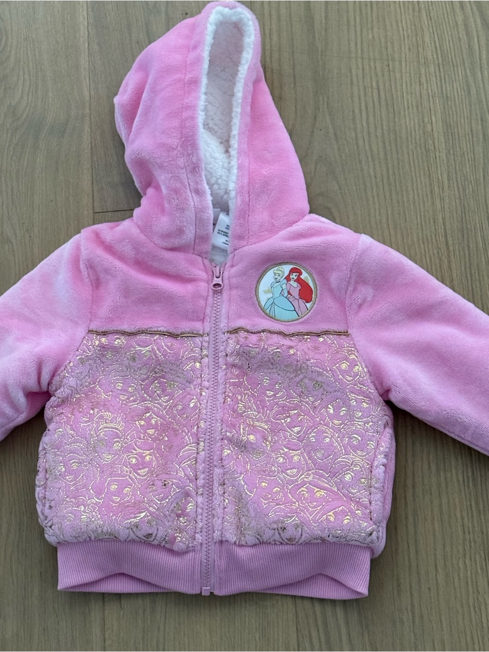 NWOT- 3T Girls Pink princess soft Hooded Jacket zip up